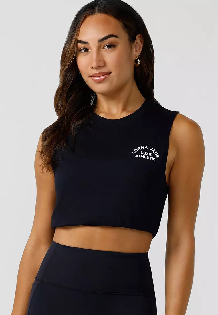 Black Lorna Jane Lotus Muscle Women Tank